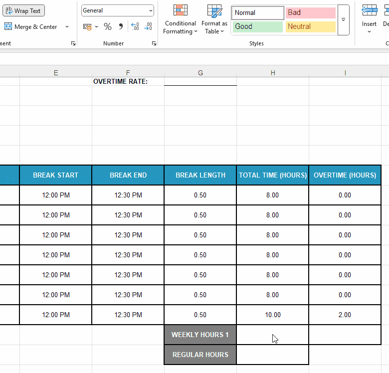 Get the weekly sum of work hours