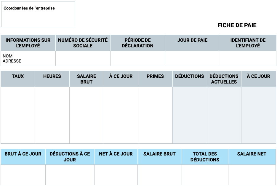 Modèle de fiche de paie de base
