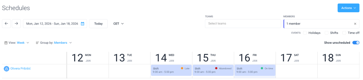 Calendar in Hubstaff