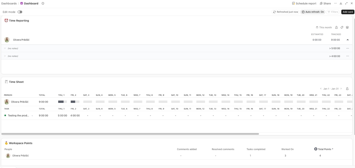 ClickUp time report