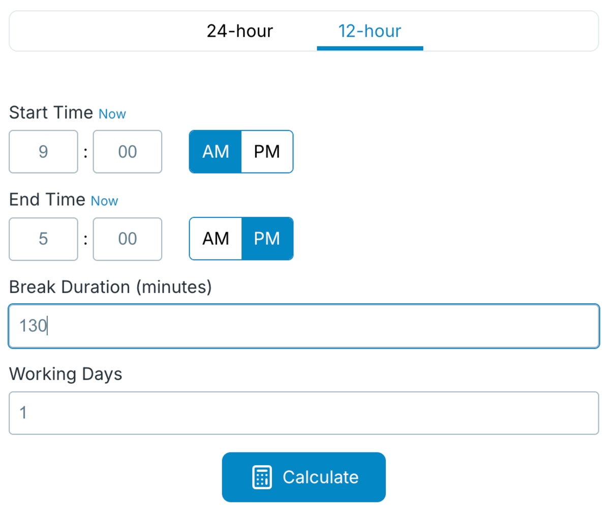 entering breaks in the work time calculator
