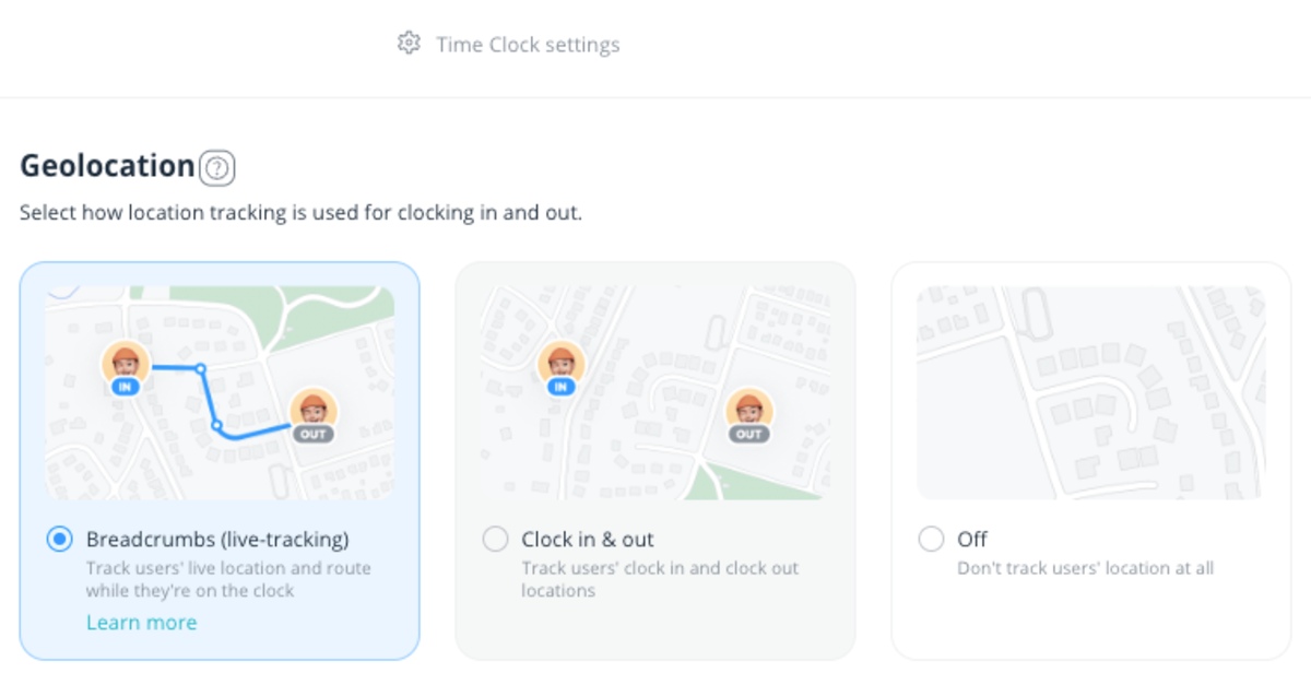 Geolocation options in Connecteam