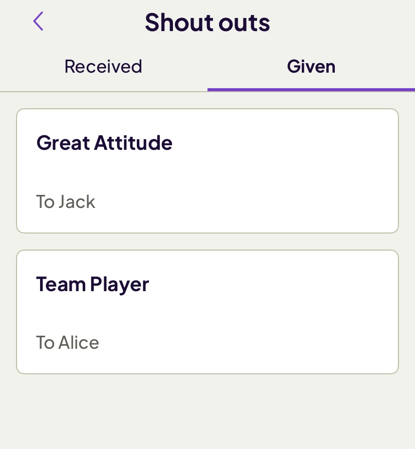 Given shoutouts in the Homebase mobile app
