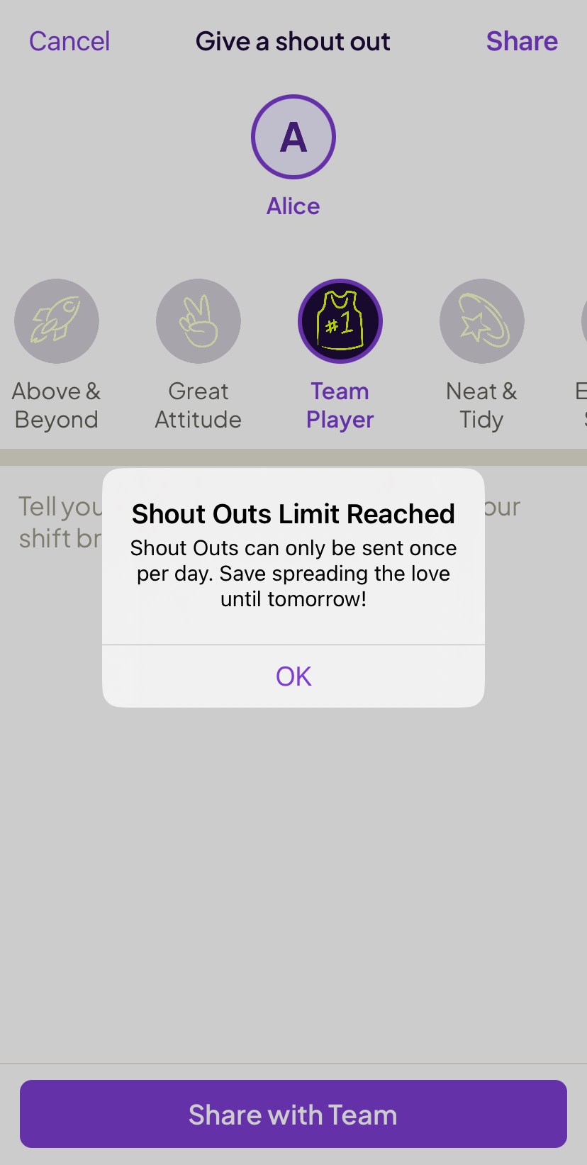 Shout-out limit in Homebase