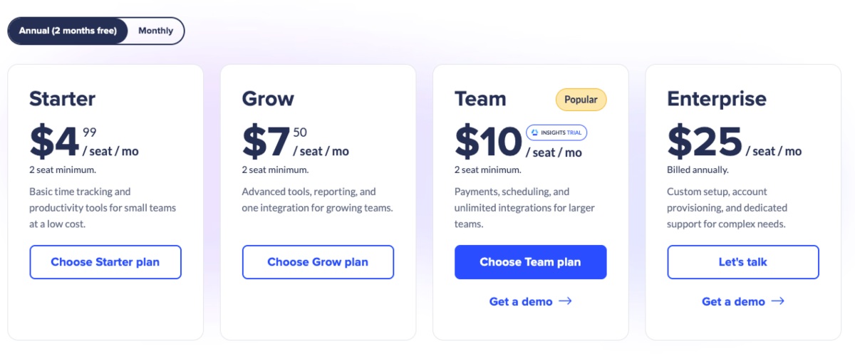Hubstaff pricing plans