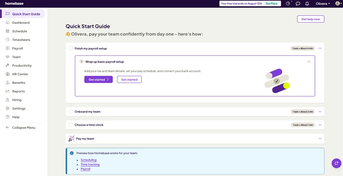 Homebase homepage
