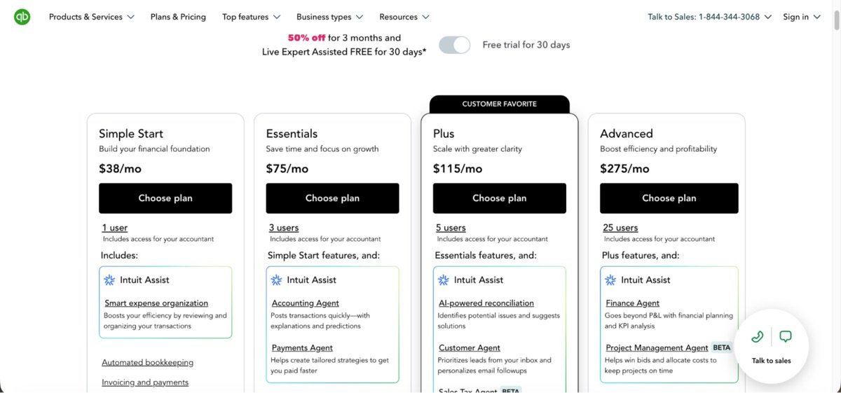 QuickBooks Online 2026 pricing