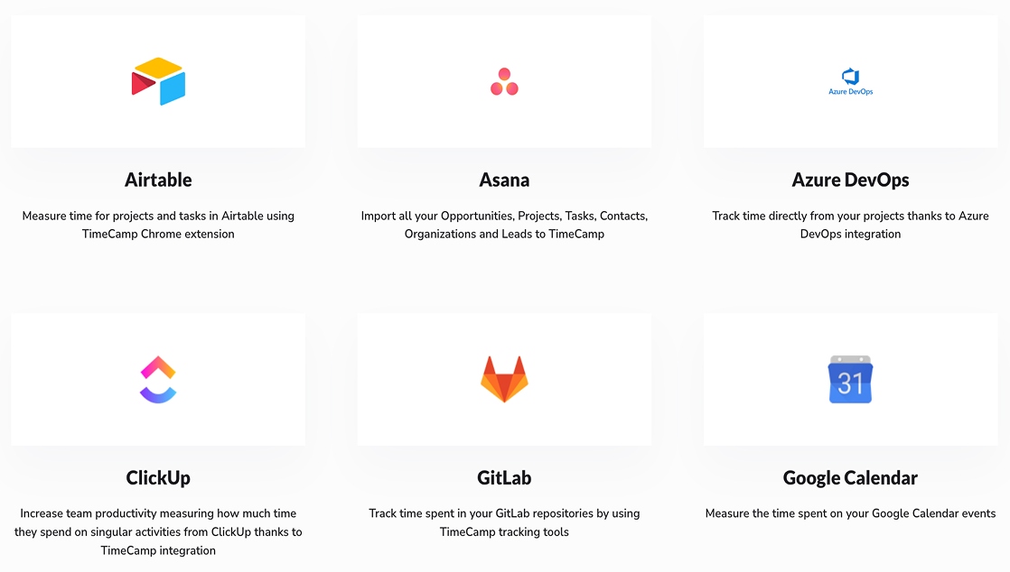TimeCamp integrations