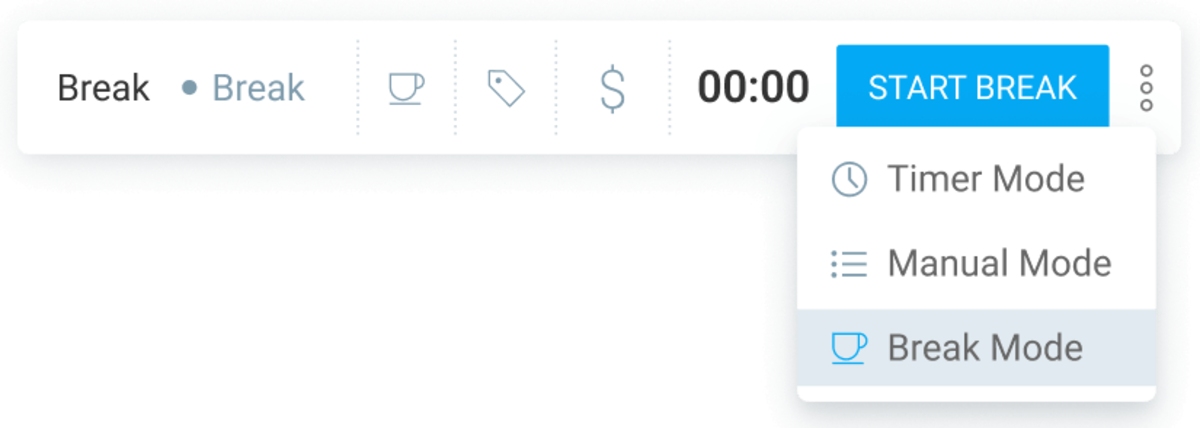 Switch between timer modes in Clockify
