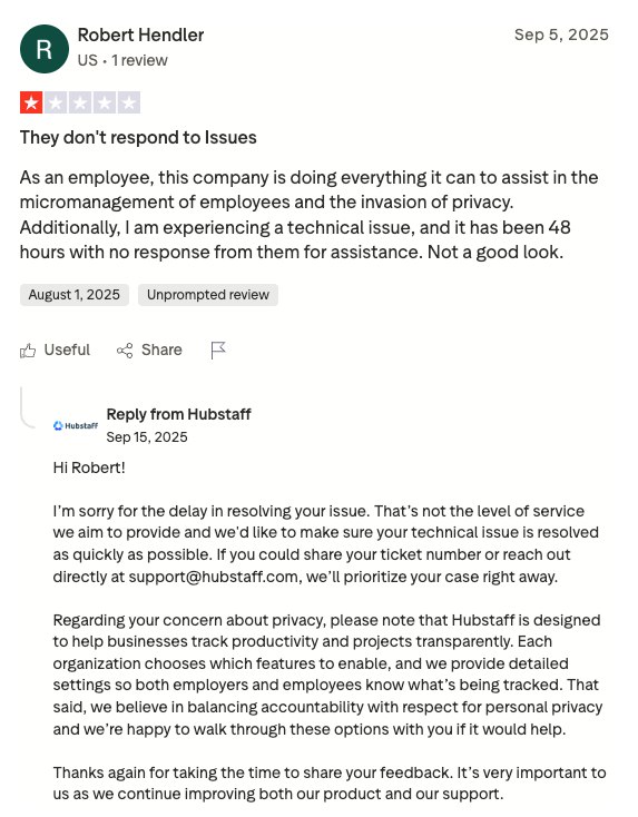 Trustpilot user review