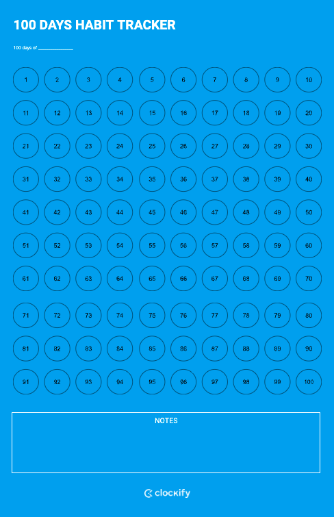 100 Days Habit Tracker Screenshot