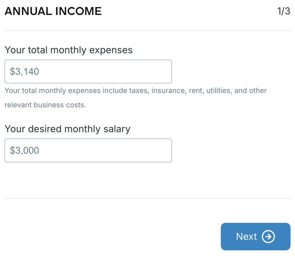 Calculating your target annual income