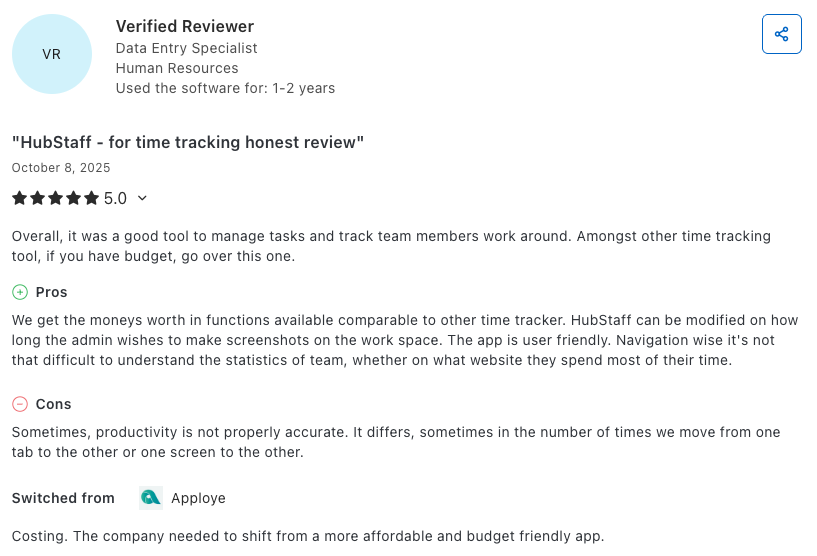 Capterra user review