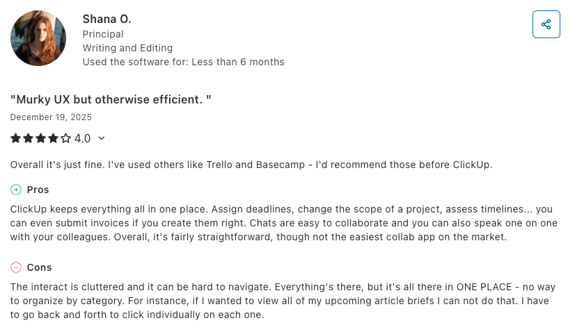 Capterra user review