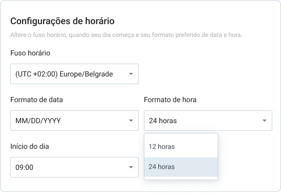 Escolha a configuração de horas preferido no Clockify