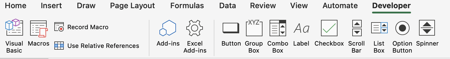 Click on the Checkbox option in Developer Tab
