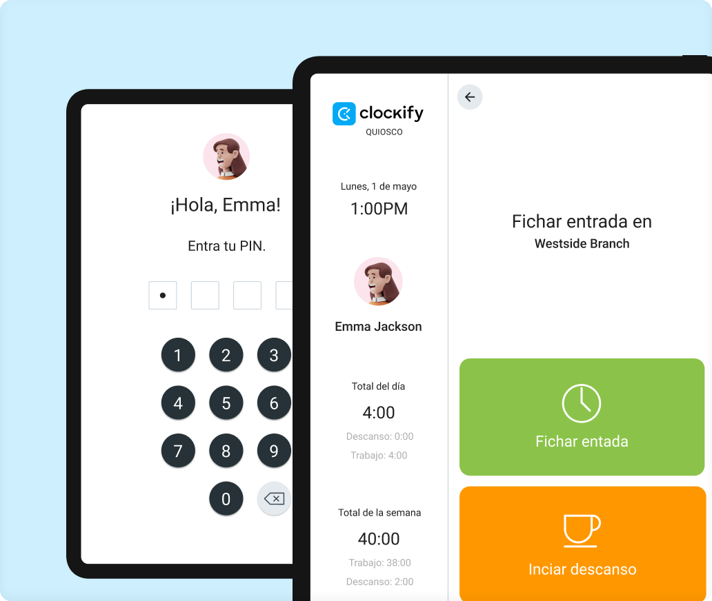 Clockify quiosco de reloj de fichar