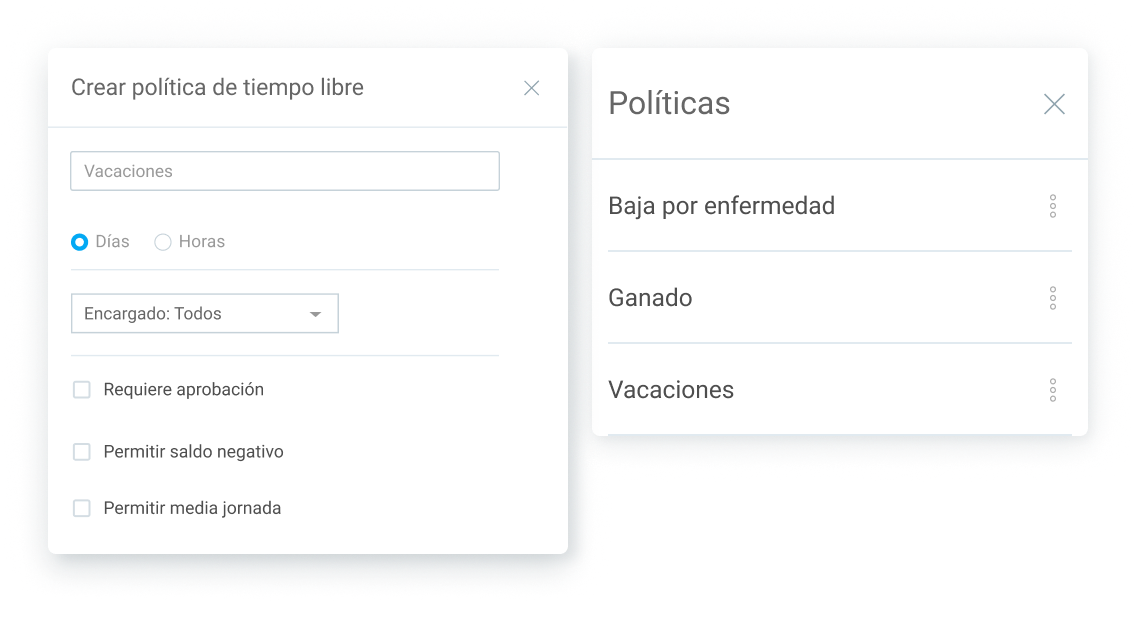 Crea una política de tiempo libre