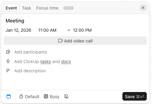 Creating an event in ClickUp