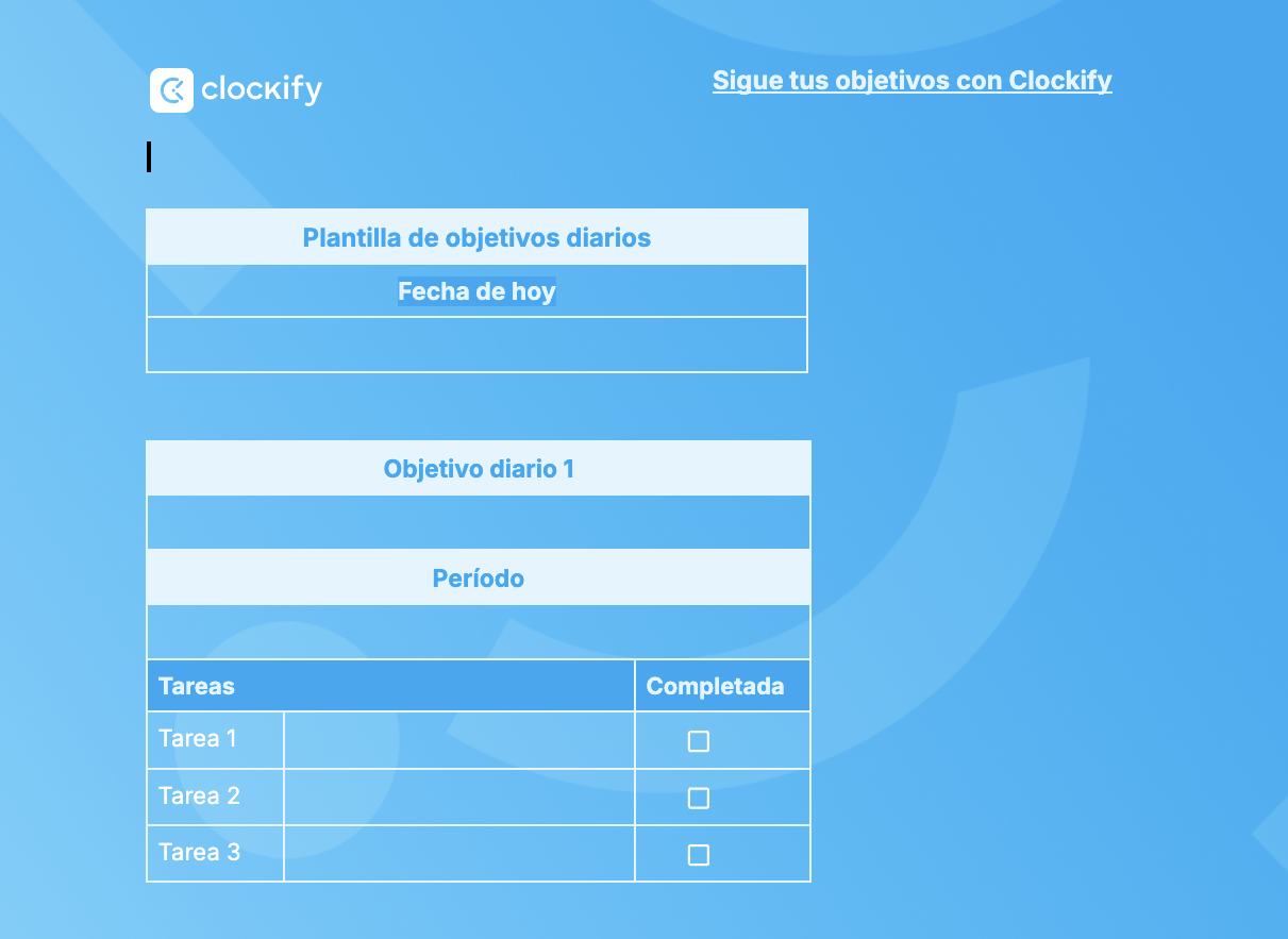 Plantilla de establecimiento de objetivos