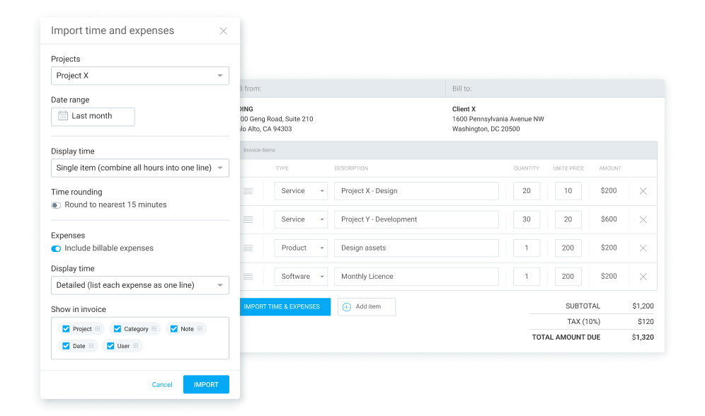 Expense invoicing