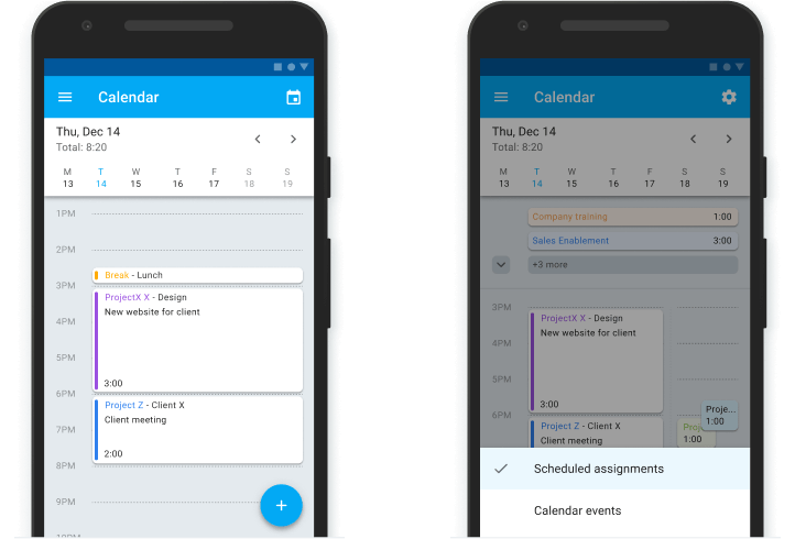 Appli mobile de Clockify - Android, iOS