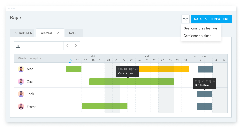 Función de tiempo libre en Clockify (captura de pantalla)