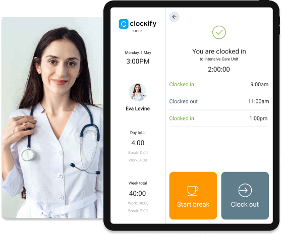 Time clock for healthcare services - Clockify screenshot
