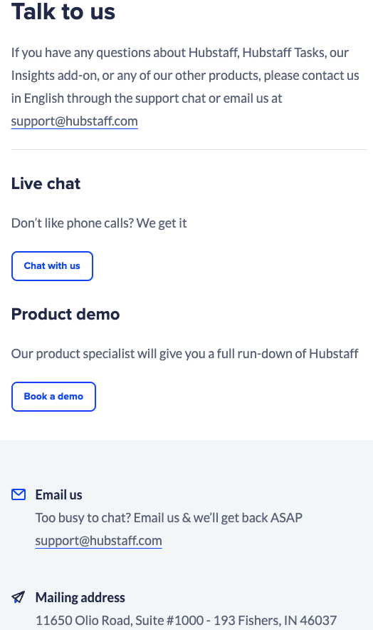 Hubstaff support contact options