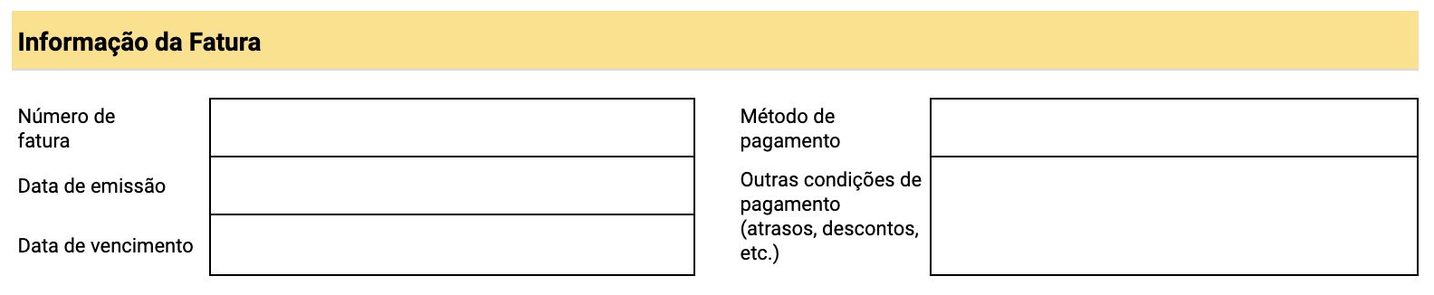 modelos de fatura informações