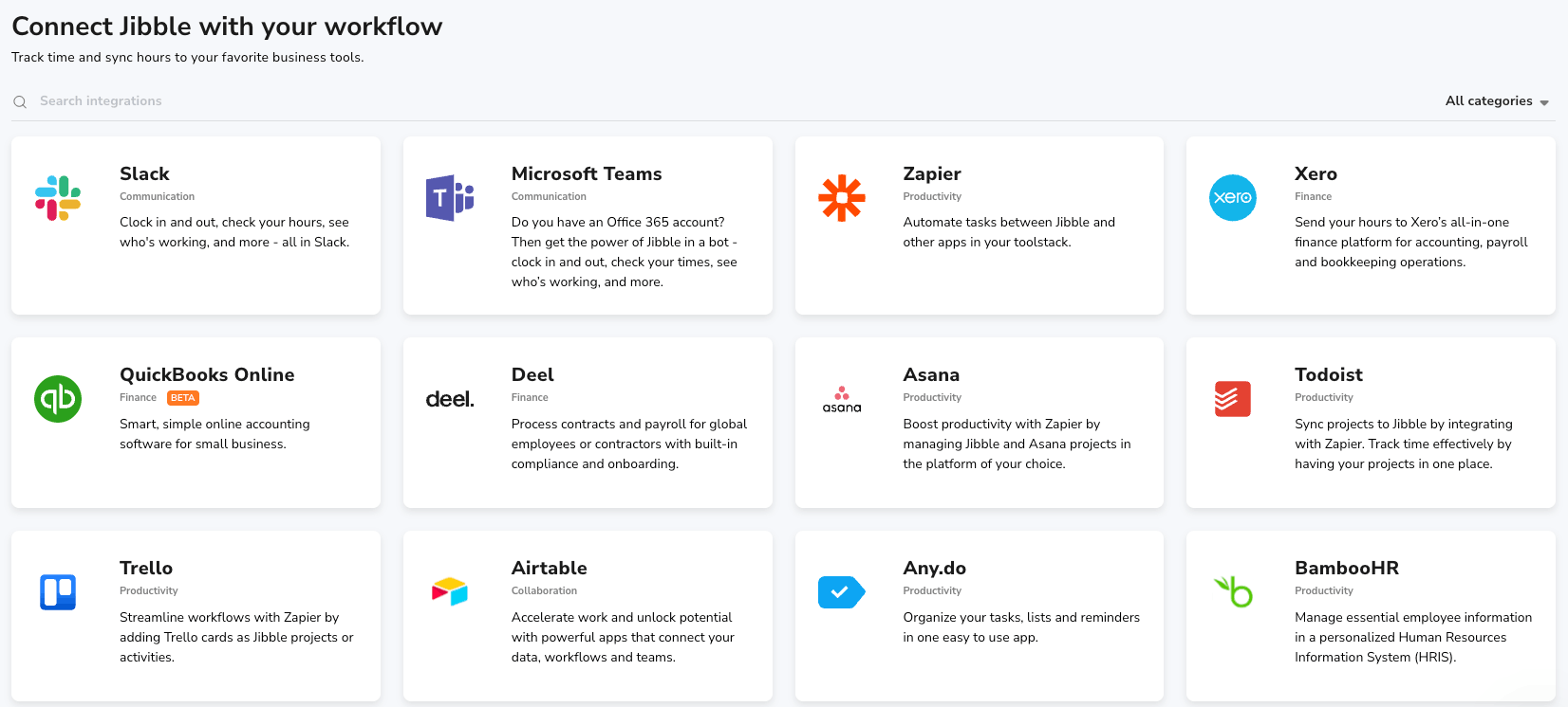 Jibble integrations