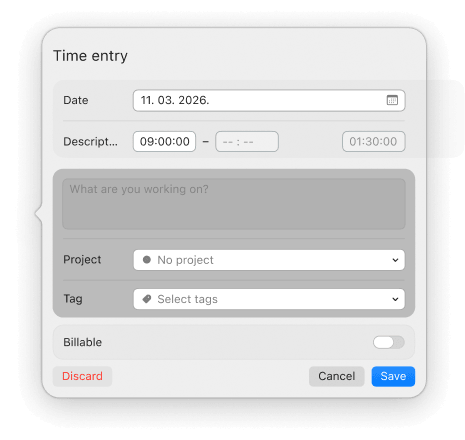 Mac time tracking app screenshot of editing details