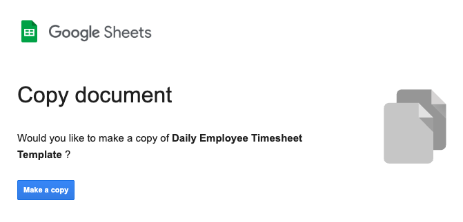 Making a copy of the Google Sheets template