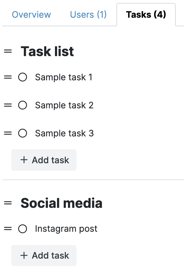 my hours adding tasks using a task list template