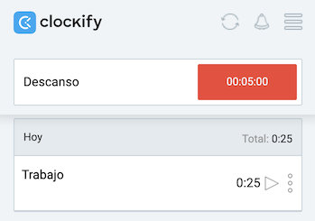 Temporizador Pomodoro: temporizador de descanso de 5 minutos