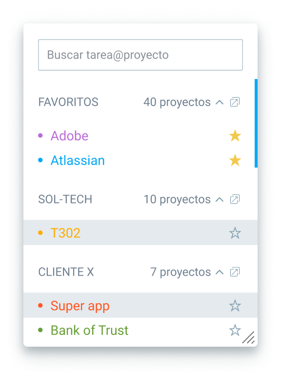Configura proyectos para controlar el tiempo de agencias