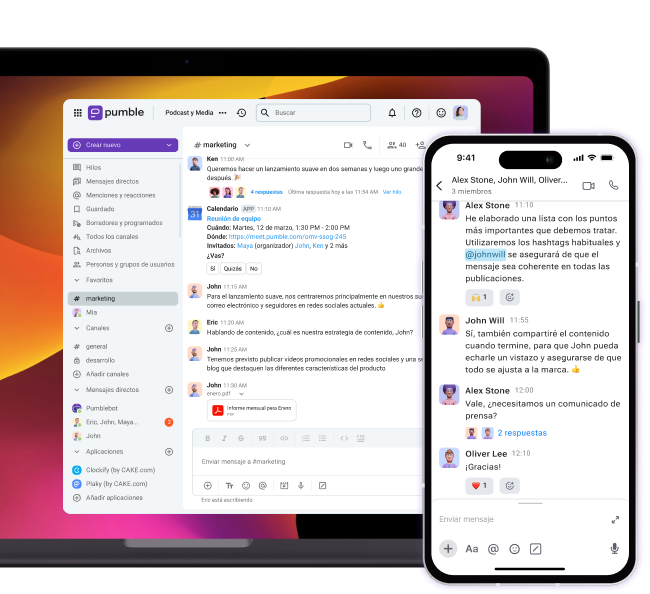 Aplicación móvil y de escritorio del chat de equipo Pumble