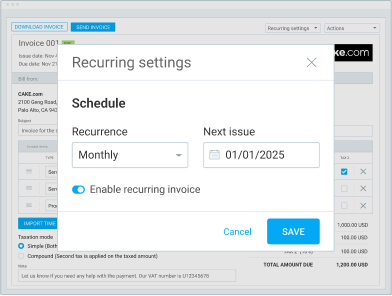Recurring invoices