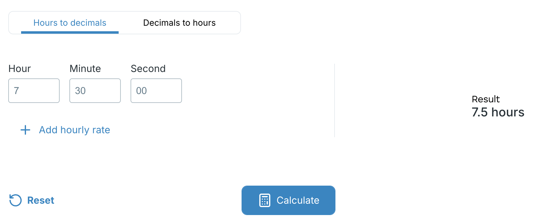 results are presented in decimal format