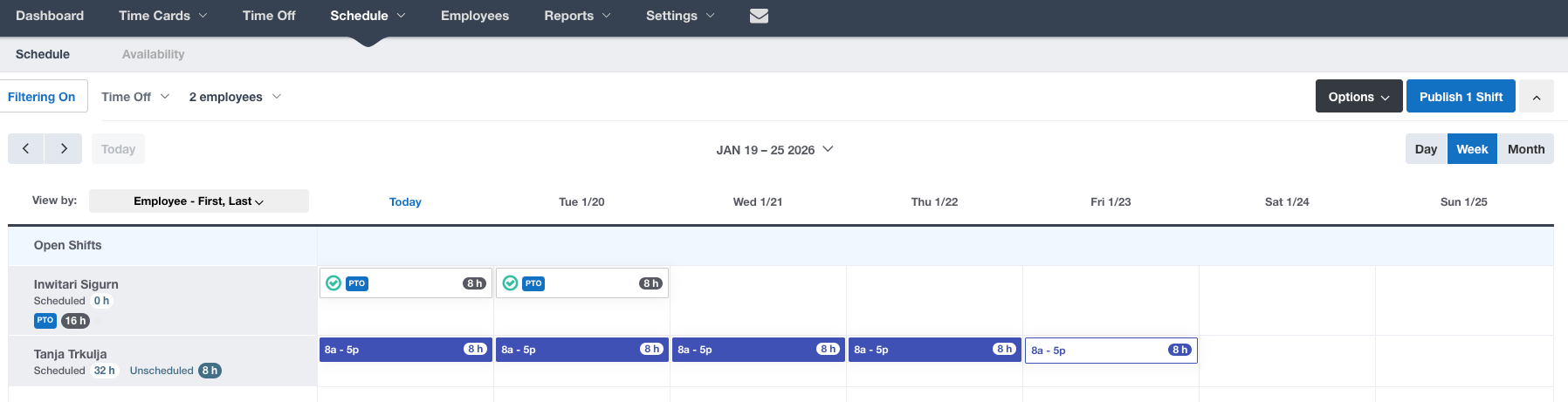 Scheduling add-on in Buddy Punch