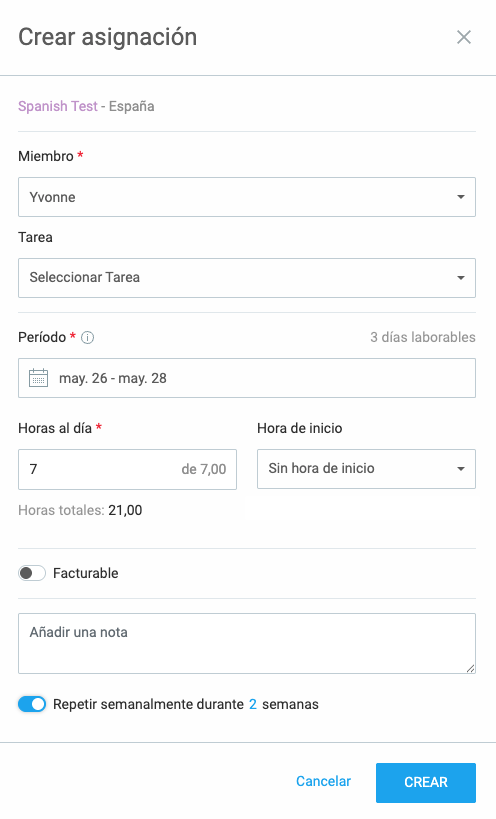 Crea encargos