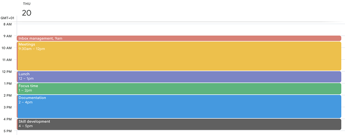 Time blocking in Google Calendar