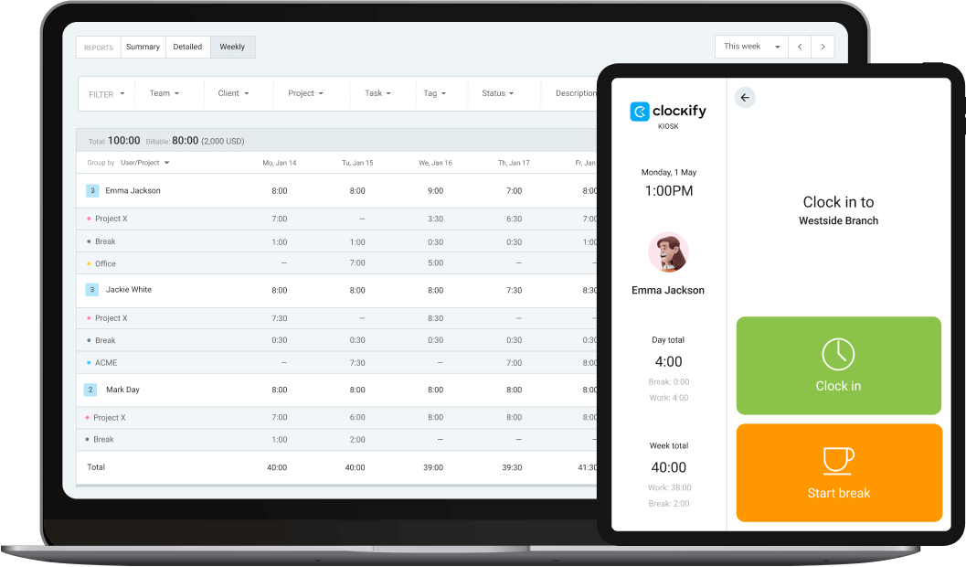 Time Clock Kiosk App - Clockify screenshot