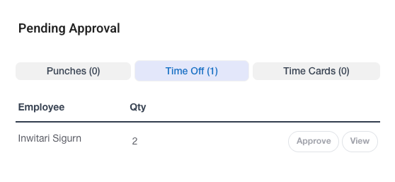 Time off request pending approval
