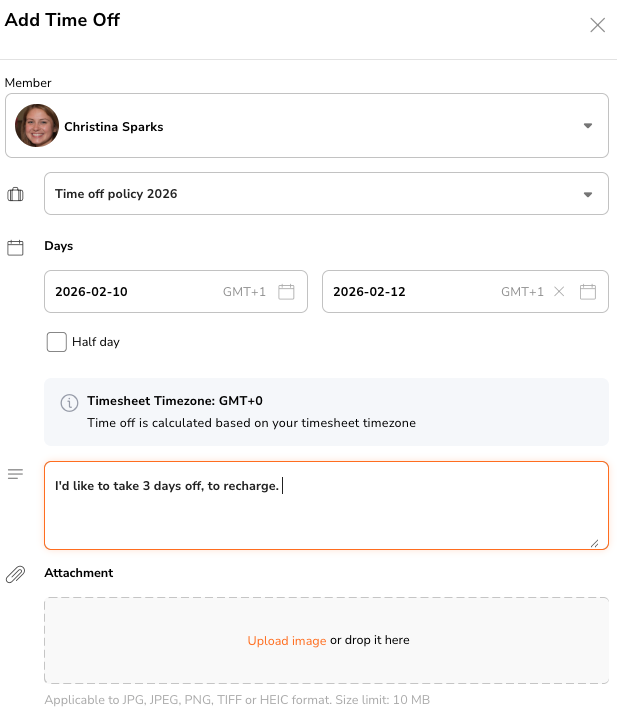 Time off requests in Jibble