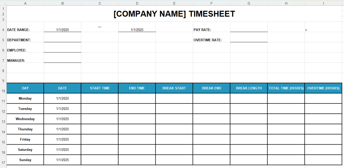 Timetable design sample
