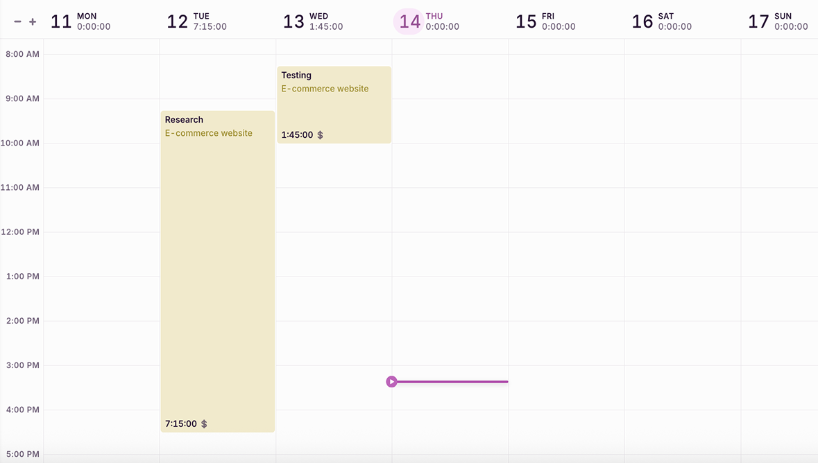 toggl track calendar view
