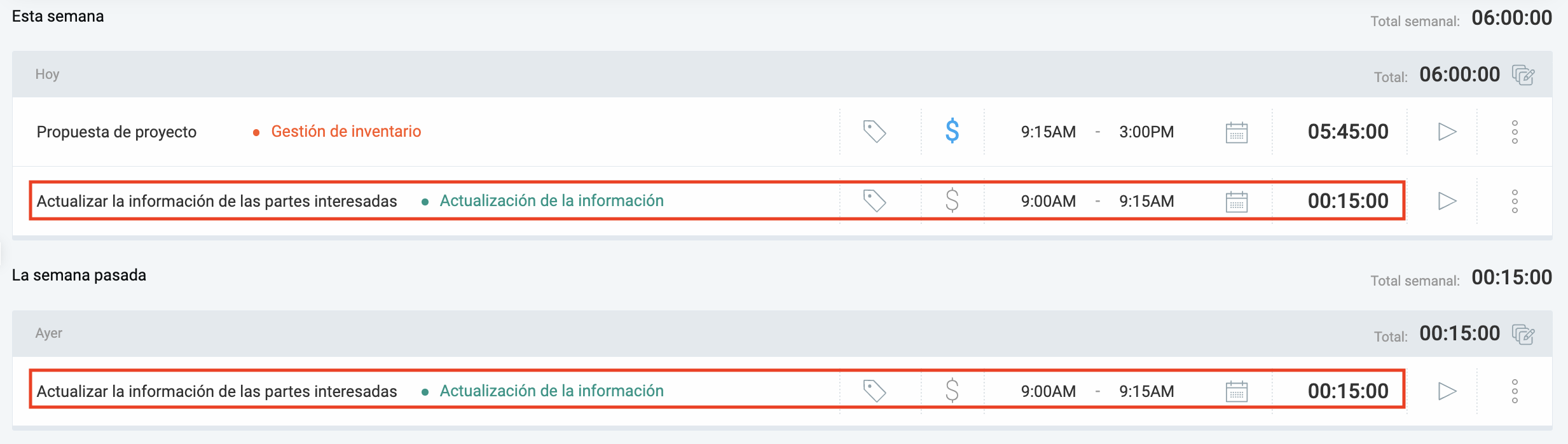 Seguimiento de objetivos con Clockify