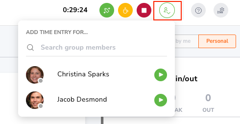 Tracking time for other team members