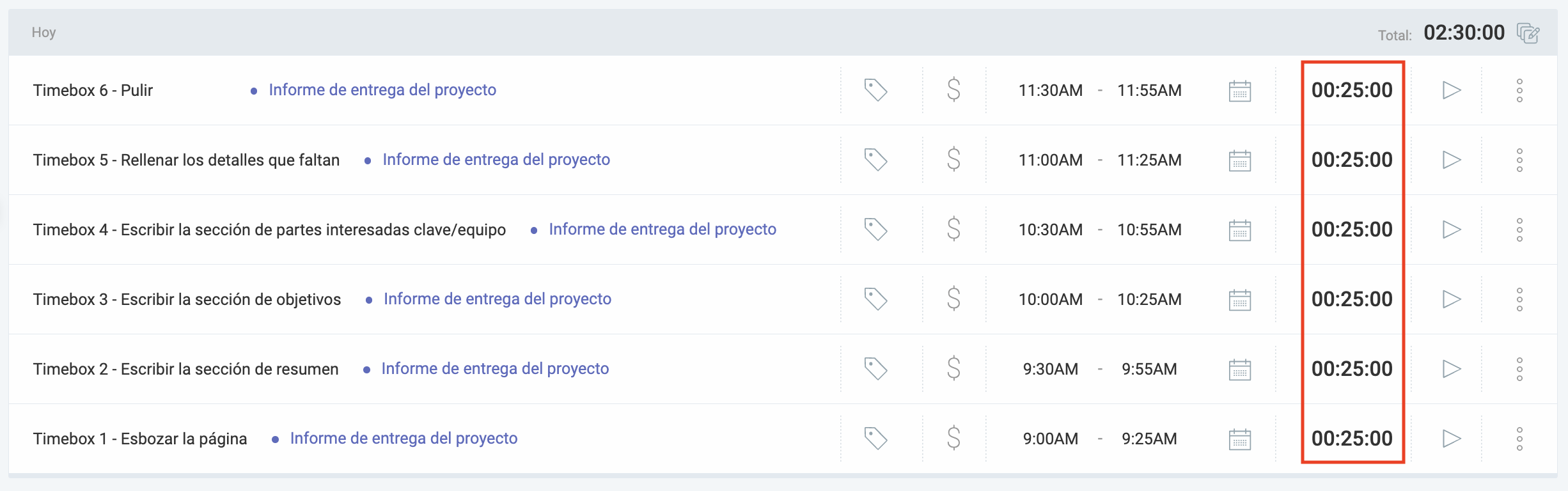 Seguimiento de tiempo pasado en tareas con Clockify